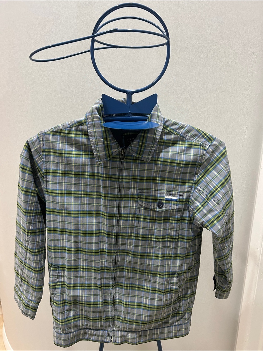 Gap Boys' Green Plaid Lightweight Jacket